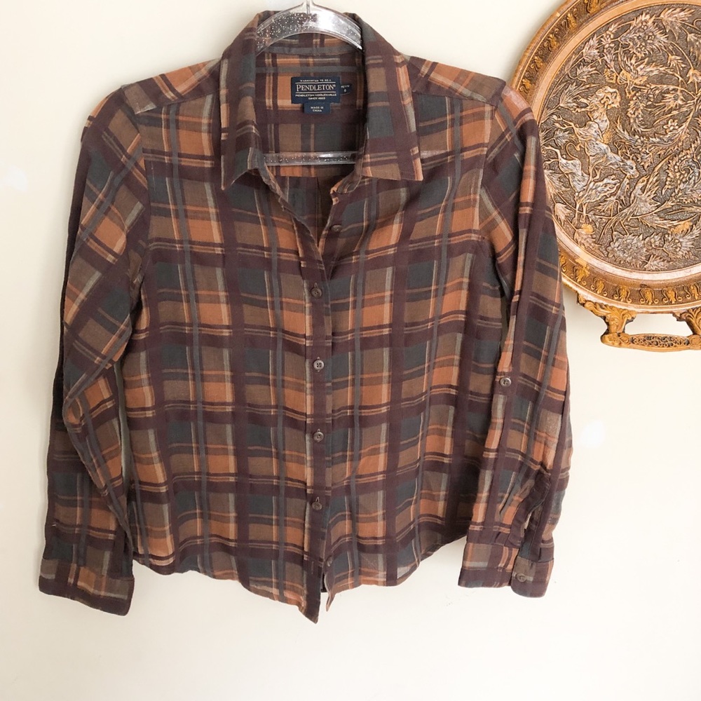 Pendleton Plaid Light Weight Button Down Sp - image 2